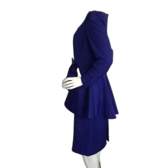 HUEY WALZER/Darcy Dress, M, Blue, VINTAGE, Peplum, Big Bow, Long sleeves - Picture 10 of 14